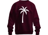 Palm Silhouette Beach Holiday Tropical Island Sea Summer Retro Unisex Felpa Pullover, Borgogna, S