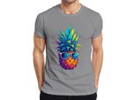 T-Shirt Da Uomo Con Occhiali Da Sole A Forma Di Ananas, Colorata E Tropicale Per Le Vacanze Estive Alle Hawaii, Grigio, Xxl