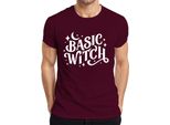 Maglietta Basic Witch Halloween Moon Stars Magical Witch Fan Gothic Uomo, Borgogna, L