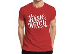 Maglietta Basic Witch Halloween Moon Stars Magical Witch Fan Gothic Uomo, Rosso, L