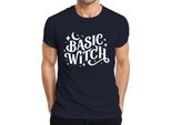 Maglietta Basic Witch Halloween Moon Stars Magical Witch Fan Gothic Uomo, Marina, L
