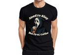 But First Coffee Grim Reaper Halloween Coffee Gothic Funny Scary Men's T-Shirt, Nero, 3XL
