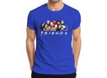 Friends Horror Icons Pennywise Chucky Michael Jason Freddy Fans Maglietta Da Uomo, Blu, S