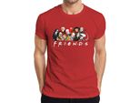 Friends Horror Icons Pennywise Chucky Michael Jason Freddy Fans Maglietta Da Uomo, Rosso, Xl