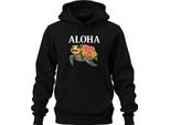 Aloha Tartaruga Marina Con Fiori Hawaiani, Spiaggia Tropicale, Felpa Con Cappuccio Unisex, Nero, Xxl