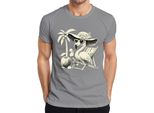 Maglietta Da Uomo Flamingo Summer Tropical Beach Palm Tree Coconut Sun Hat Heart, Grigio, S