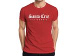 Maglietta Santa Cruz California Surf Skate Vintage Oldenglish Script Uomo, Rosso, 3XL