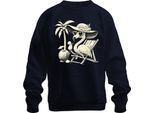 Fenicottero Estivo Tropical Beach Palm Tree Coconut Sun Hat Heart Felpa Unisex Pullover, Navy, 3XL