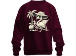 Fenicottero Estivo Tropical Beach Palm Tree Coconut Sun Hat Heart Felpa Unisex Pullover, Borgogna, 3XL