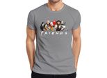 Maglietta Friends Horror Icons Pennywise Chucky Michael Jason Freddy Fans Uomo, Grigio, M