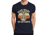 Maglietta Kaffee Skelett Gothic Halloween Retro Herren, Navy, S