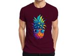 T-Shirt Da Uomo Con Occhiali Da Sole A Forma Di Ananas, Colorata E Tropicale Per Le Vacanze Estive Alle Hawaii, Borgogna, Xxl