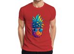 T-Shirt Da Uomo Con Occhiali Da Sole A Forma Di Ananas, Colorata, Tropicale, Per Le Vacanze Estive Alle Hawaii, Retro, Rosso, L