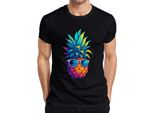 T-Shirt Da Uomo Con Occhiali Da Sole A Forma Di Ananas, Colorata E Tropicale Per Le Vacanze Estive Alle Hawaii, Nero, Xxl