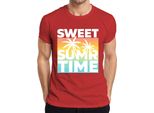 Maglietta Da Uomo Sweet Summer Time Palm Trees Sunset Beach Holiday Retro, Rosso, Xl