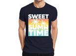 Maglietta Uomo Sweet Summer Time Palm Trees Sunset Beach Holiday Retro, Navy, Xl