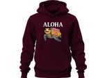 Aloha Tartaruga Marina Con Fiori Hawaiani, Spiaggia Tropicale, Felpa Con Cappuccio Unisex, Bordeaux, M