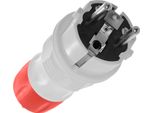 Spina Diritta Staccabile WT-54 IP54 2P+T 16A 250V Uni-Schuko Grigio-Rosso