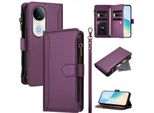 Custodia Per Vivo S20, Con Cerniera, Portafoglio, Custodia Flip In Finto Cuoio Con Tasche Per Carte, Supporto E Passante Viola