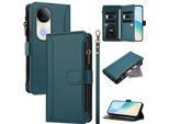 Custodia Per Vivo S20, Con Cerniera, Portafoglio Custodia Flip In Finto Cuoio Con Tasche Per Carte, Supporto E Passante Per La Mano Verde
