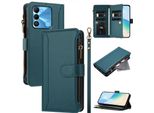 Custodia Per Tecno Spark Go 2022/Spark 8C/Spark 9, Con Cerniera, Portafoglio Custodia Flip In Finto Cuoio Con Tasche Per Carte, Supporto E Passante Per Mani Verde