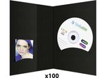 1X100 Cartelle Fototessera Daiber Con Scomparto Per Cd-Rom Fino A 10X15Cm Nero