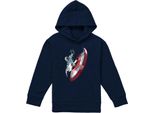 Capitan America - Felpa Con Cappuccio Per Bambini, Pullover TV22300 (152-158) (Navy)