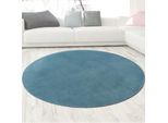 Tappeto Moderno Turchese Vellutato E Morbido Di Facile Manutenzione Misura - 120 Cm Rotondo