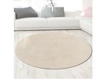 Tappeto Moderno Color Crema, Morbido E Vellutato, Di Facile Manutenzione, Per Soggiorno, Camera Da Letto, Sala Da Pranzo Dimensioni - 200 Cm Rotondo