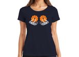 Mani Di Scheletro E Seni Di Zucca Halloween Gothic Day Of The Dead Autunno Maglietta Da Donna, Navy, L