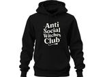 Club Delle Streghe Anti Sociali Club Delle Streghe Scopa Magica Vintage Gotico Unisex Felpa Con Cappuccio, Nero, M