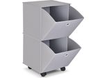 Yohom Armadio Portatile Con 2 Cassetti Su Ruote Grigio