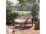 Proximax Sedia A Dondolo Con Poggiapiedi, Sedia A Dondolo Per Interni Ed Esterni, Poltrona A Dondolo Da Salotto Poltrona Relax Con Imbottitura, Portata Fino A 150 Kg Per Giardino, Soggiorno, Beige