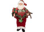 Clayre & Eef Decorazione Natalizia Figura Babbo Natale 16X11X27 Cm Plastica Rossa