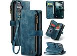 Custodia In Pelle Per Iphone 17, Custodia In Finto Cuoio Con Cerniera, Chiusura Magnetica, Tasca Per Carte, Supporto, Custodia A Portafoglio Blu