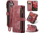 Custodia In Pelle Per Iphone 17, Custodia In Finto Cuoio Con Cerniera, Chiusura Magnetica, Tasca Per Carte, Supporto, Custodia A Portafoglio Rosso