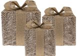 Clayre & Eef Decorazione Natalizia Con Illuminazione A Led Regalo 25 / 20 / 15 Cm Plastica Color Oro
