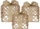 Clayre & Eef Decorazione Natalizia Con Illuminazione A Led Regalo 25 / 20 / 15 Cm Metallo Dorato