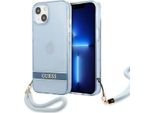 Guess Guhcp13Mhtsgsb Custodia Rigida Per Iphone 13 / 14 / 156.1 Niebieski/Blu Cinturino Traslucido