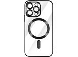 Custodia In Silicone Magsafe Apple Iphone 14 Pro Protezione Fotocamera Cornice Cromata Nero