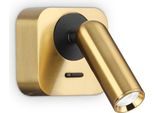 Applique Contemporanea Bean Square Metallo Ottone Led 3W 3000K Luce Calda