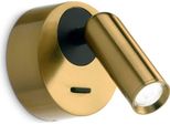 Applique Contemporanea Bean Round Metallo Ottone Led 3W 3000K Luce Calda