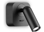 Applique Moderna Bean Square Metallo Nero Led 3W 3000K Luce Calda