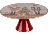 Piatto Torta Clayre & Eef Su Piede Ø 33X14 Cm Schiaccianoci In Plastica Rossa