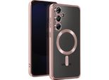 Avizar, Custodia In Silicone Magsafe Per Samsung S24 Fe Con Cornice Cromata, Oro Rosa