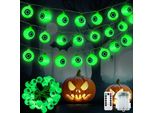 Jsueu Halloween Luci Fiabesche 5M 30 Led Occhi Verdi 8 Modalità