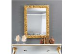 Mo.Wa Specchio Da Parete Classico 62X82 Oro, Specchio Decorativo Rettangolare Foglia Oro, Specchio Decorato Con Cornice In Legno, Per Soggiorno, Camera Da Letto, Bagno