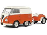 Solido 421186412 Vw T1 Bus Kool Kombi Arancione Bianco Con Rimorchio 1:18