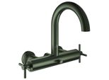 Grohe 2-Griff-Wannenbatterie Atrio 25268 Wandmontage Kreuz-Griff Satin Graphite, 25268MG0 25268MG0