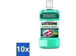Collutorio Listerine - Clean & Fresh - Senza Alcool - 500 Ml - Confezione Risparmio - 10 Pezzi